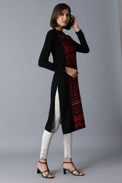 Jet Black Straight Winter kurta - wforwoman