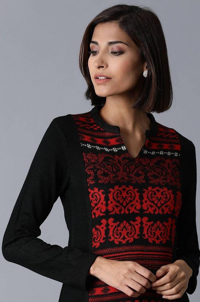 Jet Black Straight Winter kurta - wforwoman