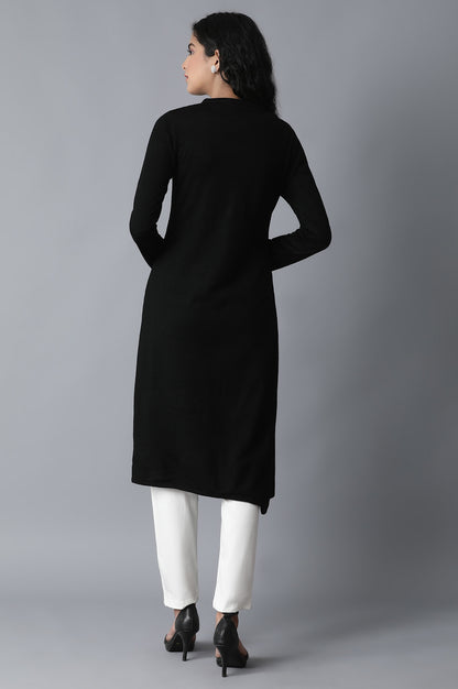 Jet Black Straight Winter kurta