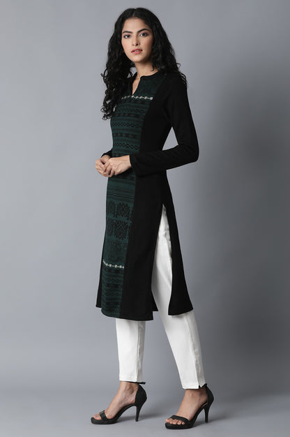 Jet Black Straight Winter kurta