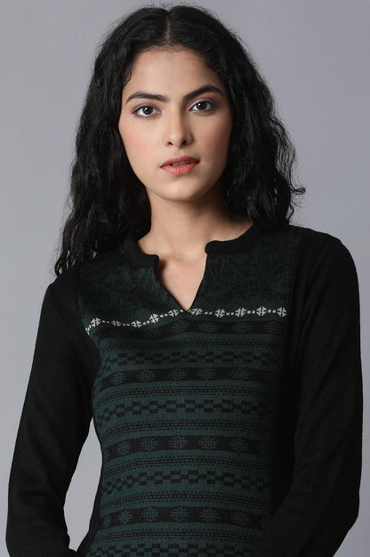 Jet Black Straight Winter kurta