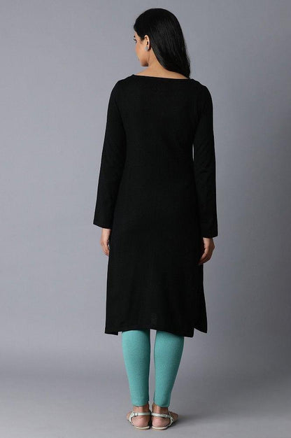 Jade Green Acrylic Jacquard kurta - wforwoman