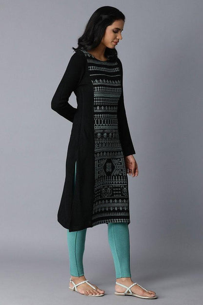 Jade Green Acrylic Jacquard kurta - wforwoman
