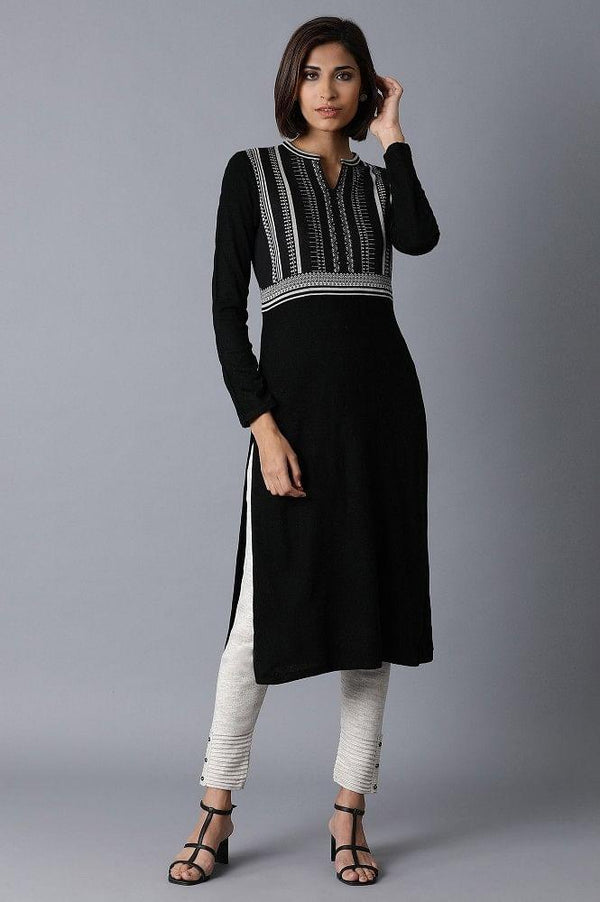 Jet Black Acrylic kurta
