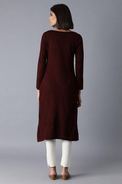 Purple Acrylic Jacquard kurta - wforwoman