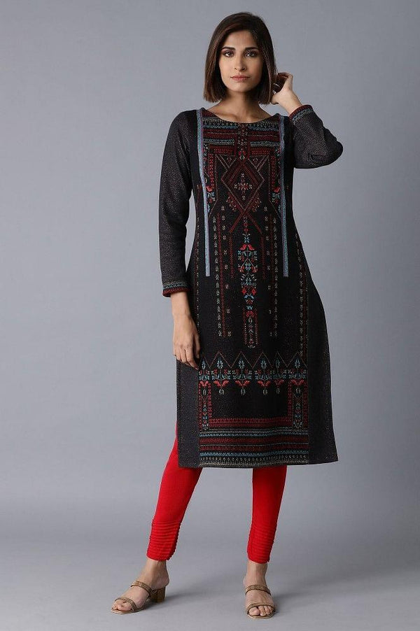 Jet Black Straight kurta