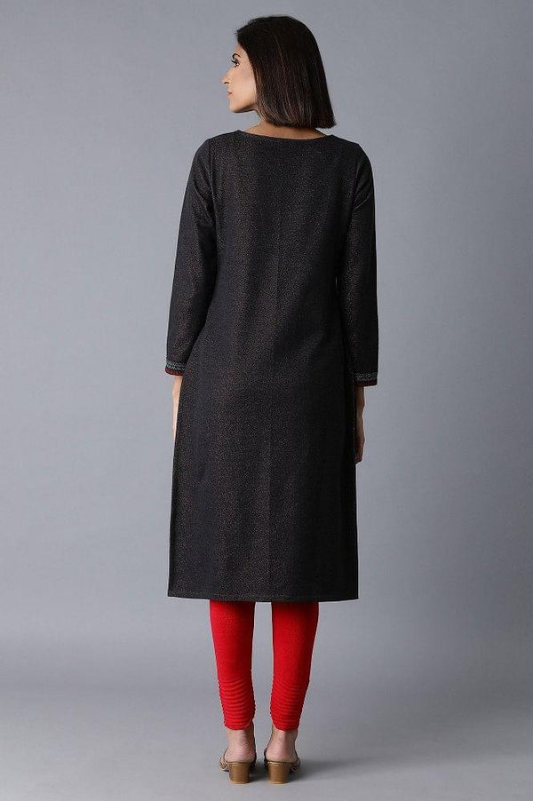 Jet Black Straight kurta