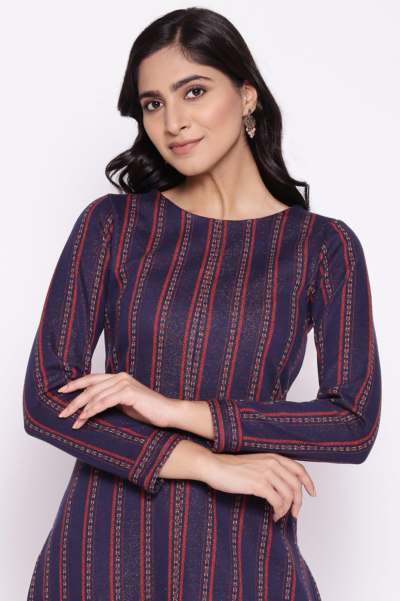 Blue Coral PC Jacquard kurta - wforwoman