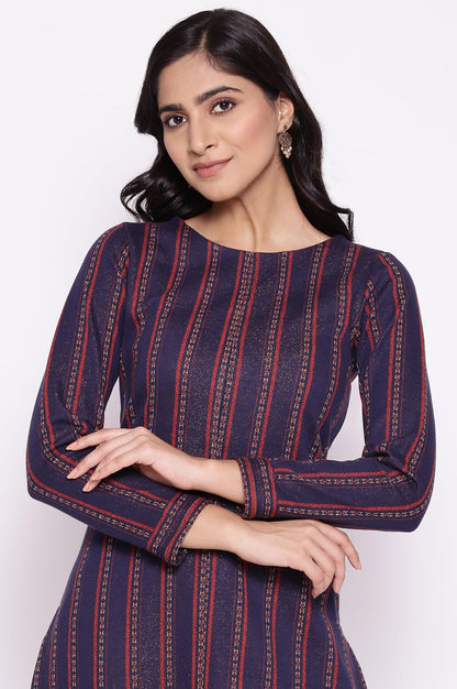 Blue Coral PC Jacquard kurta - wforwoman