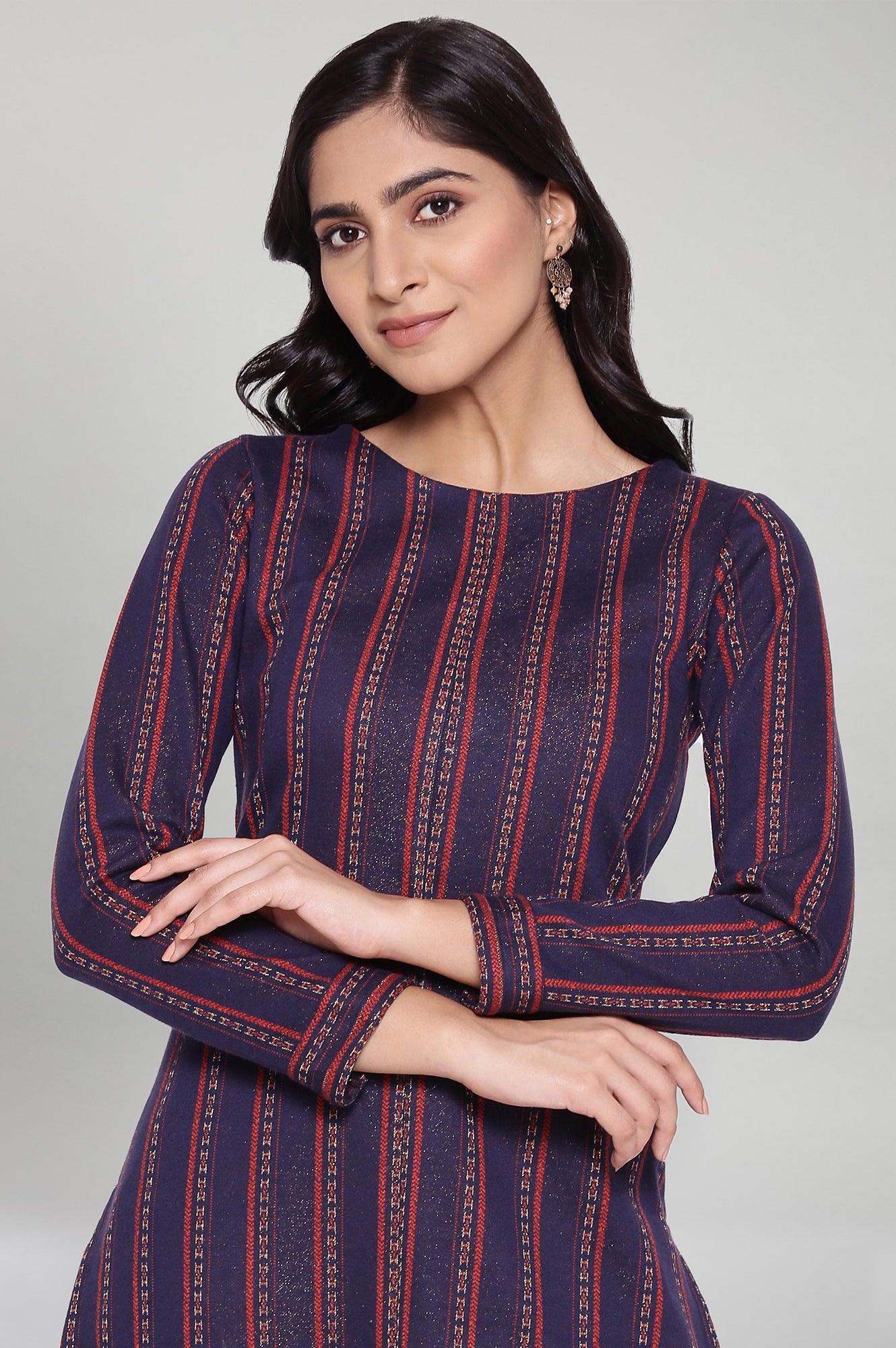 Blue Coral PC Jacquard kurta - wforwoman