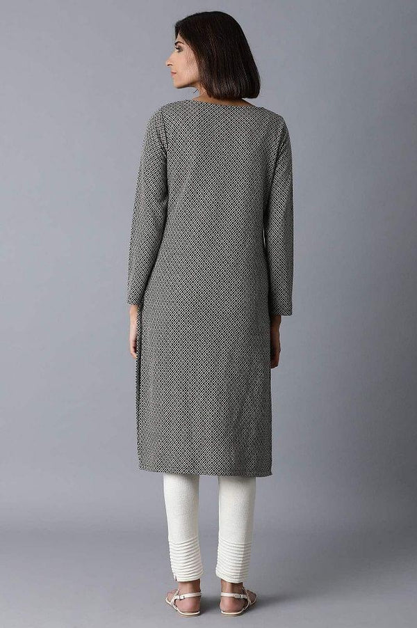 Jet Black PC Jacquard kurta