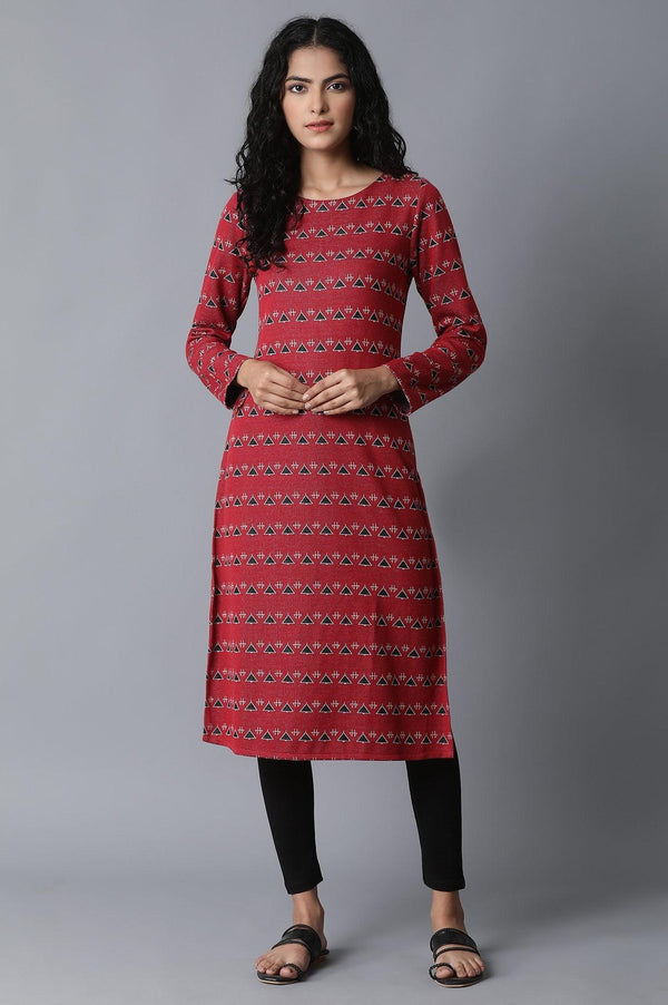Pink Jacquard Winter kurta