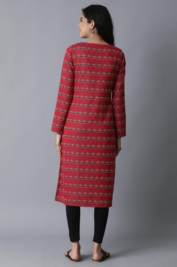 Pink Jacquard Winter kurta
