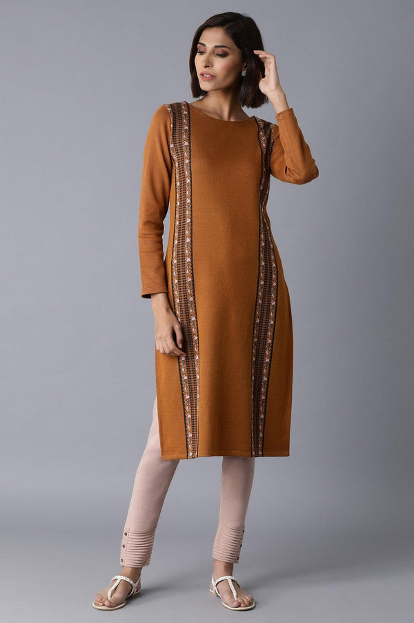 Mustard PC Jacquard kurta