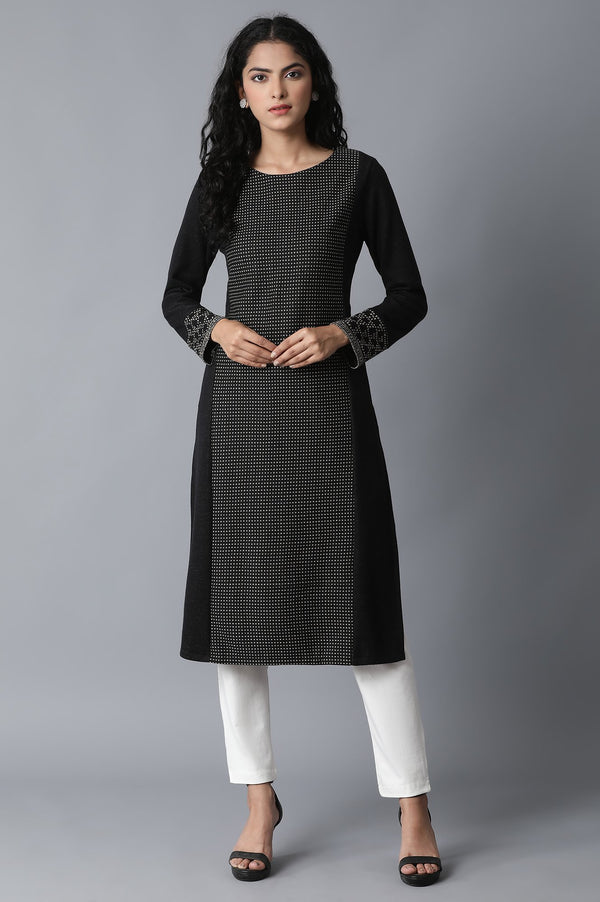 Black PC Jacquard kurta