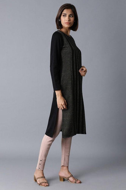 Jet Black PC Jacquard kurta - wforwoman