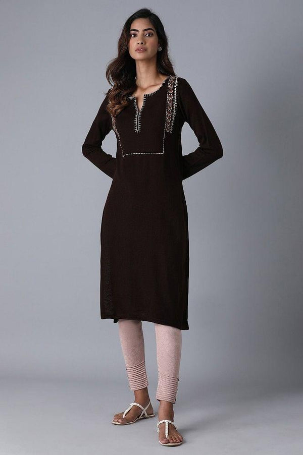 Red Round Neck Winter kurta