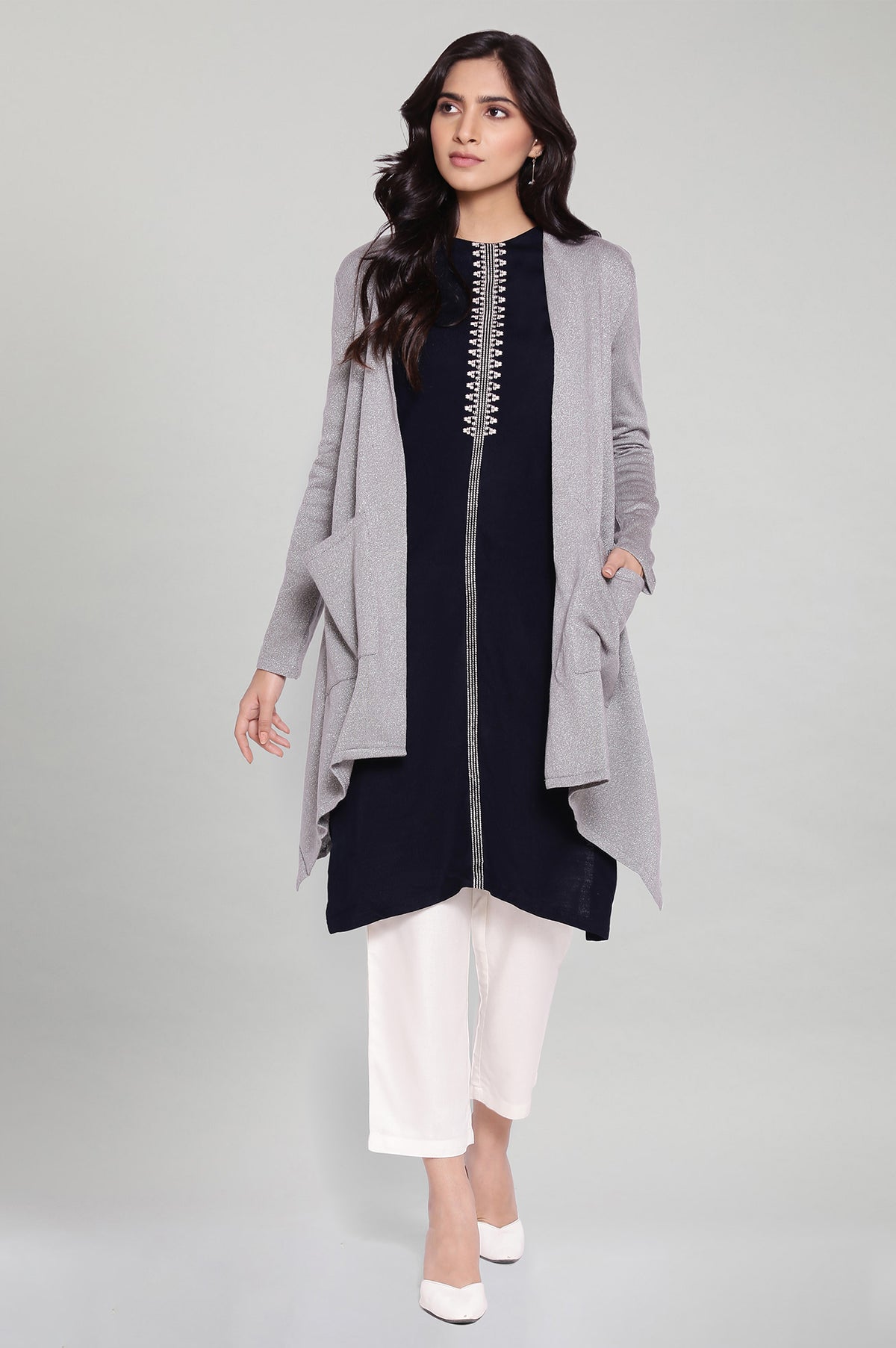 Silver Circular Flared Cardigan - S