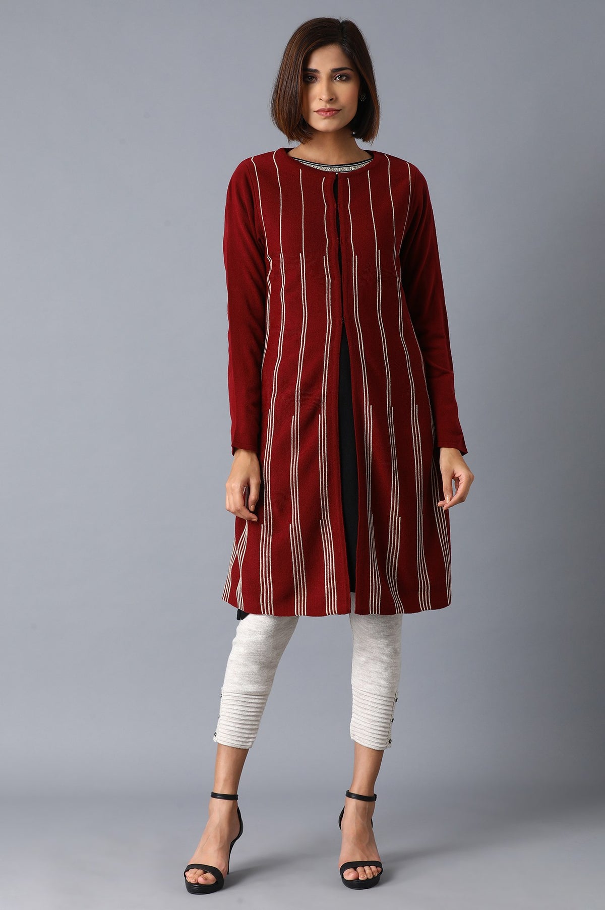 Garnet Red Flared Cardigan - WG
