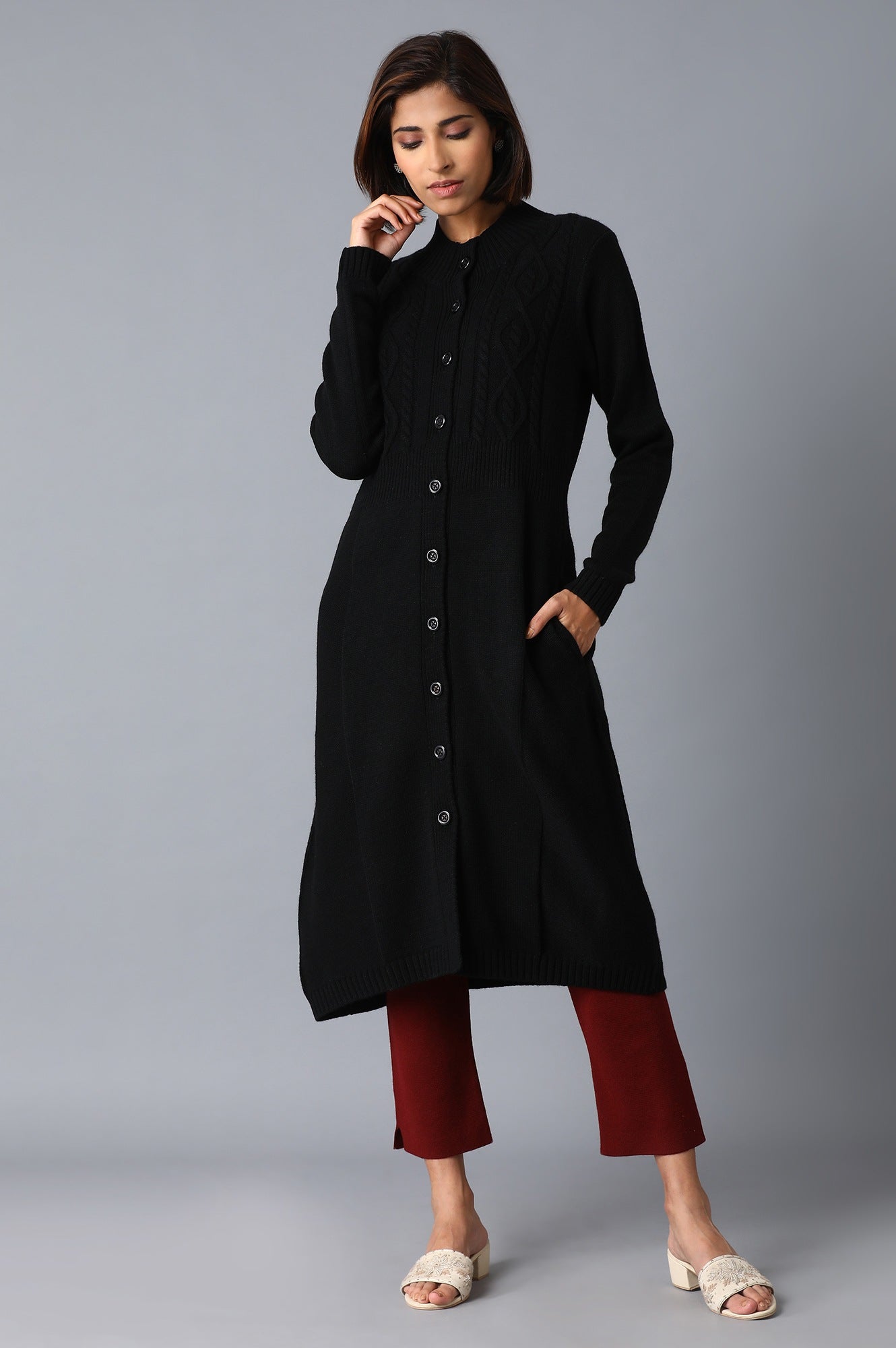 Jet Black Knitted Jacket