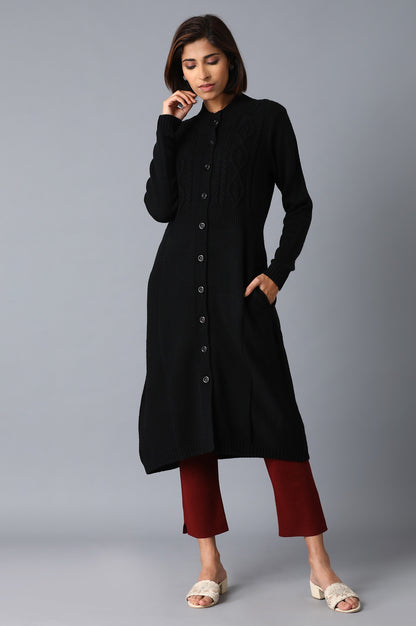 Jet Black Knitted Jacket