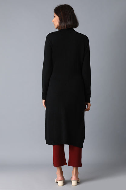 Jet Black Knitted Jacket