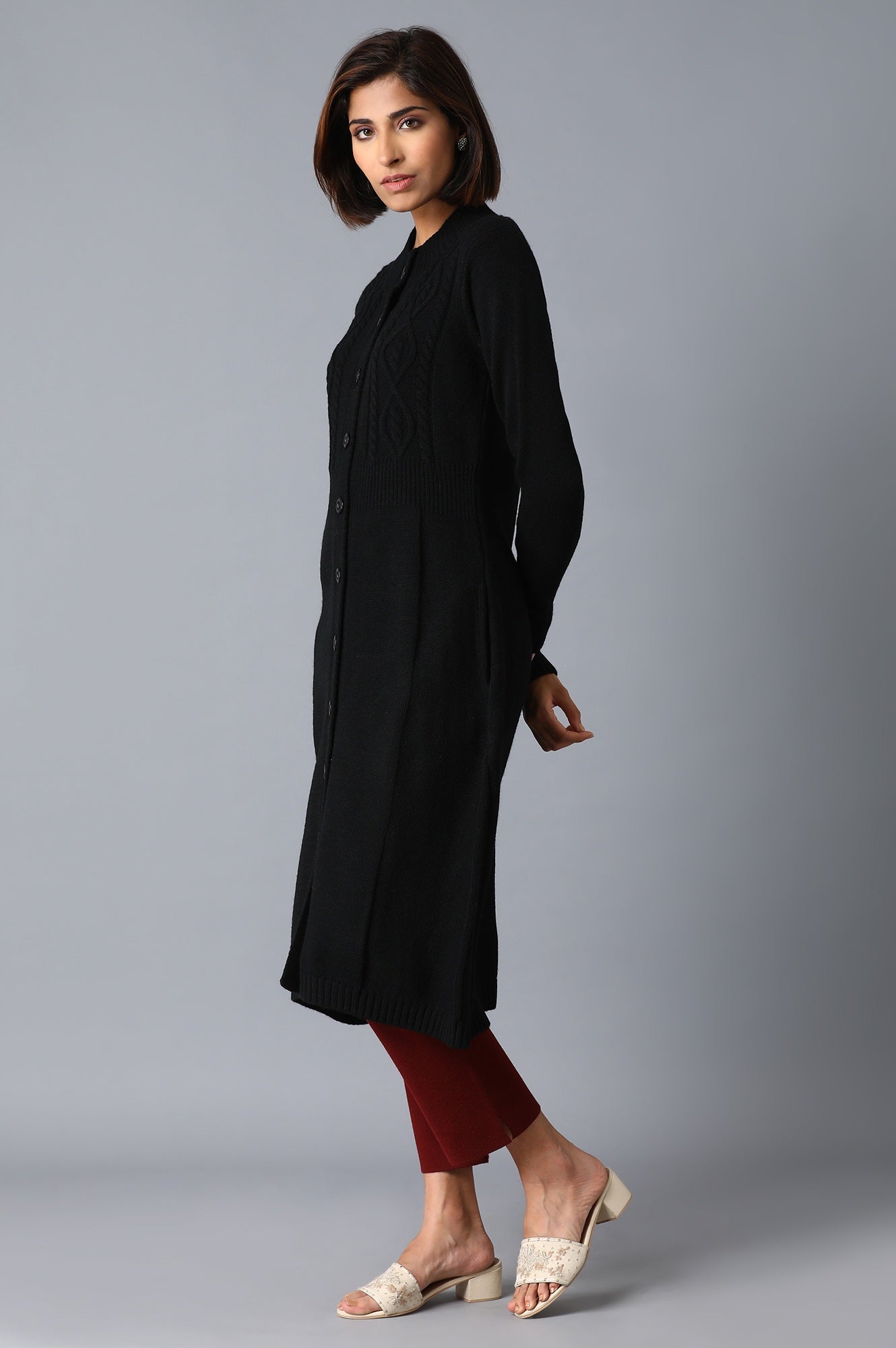 Jet Black Knitted Jacket