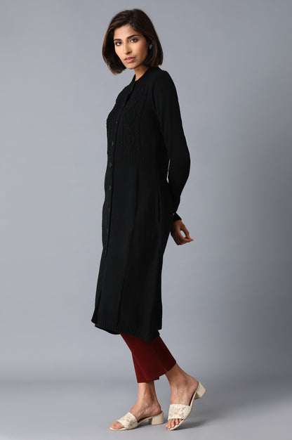 Jet Black Knitted Jacket