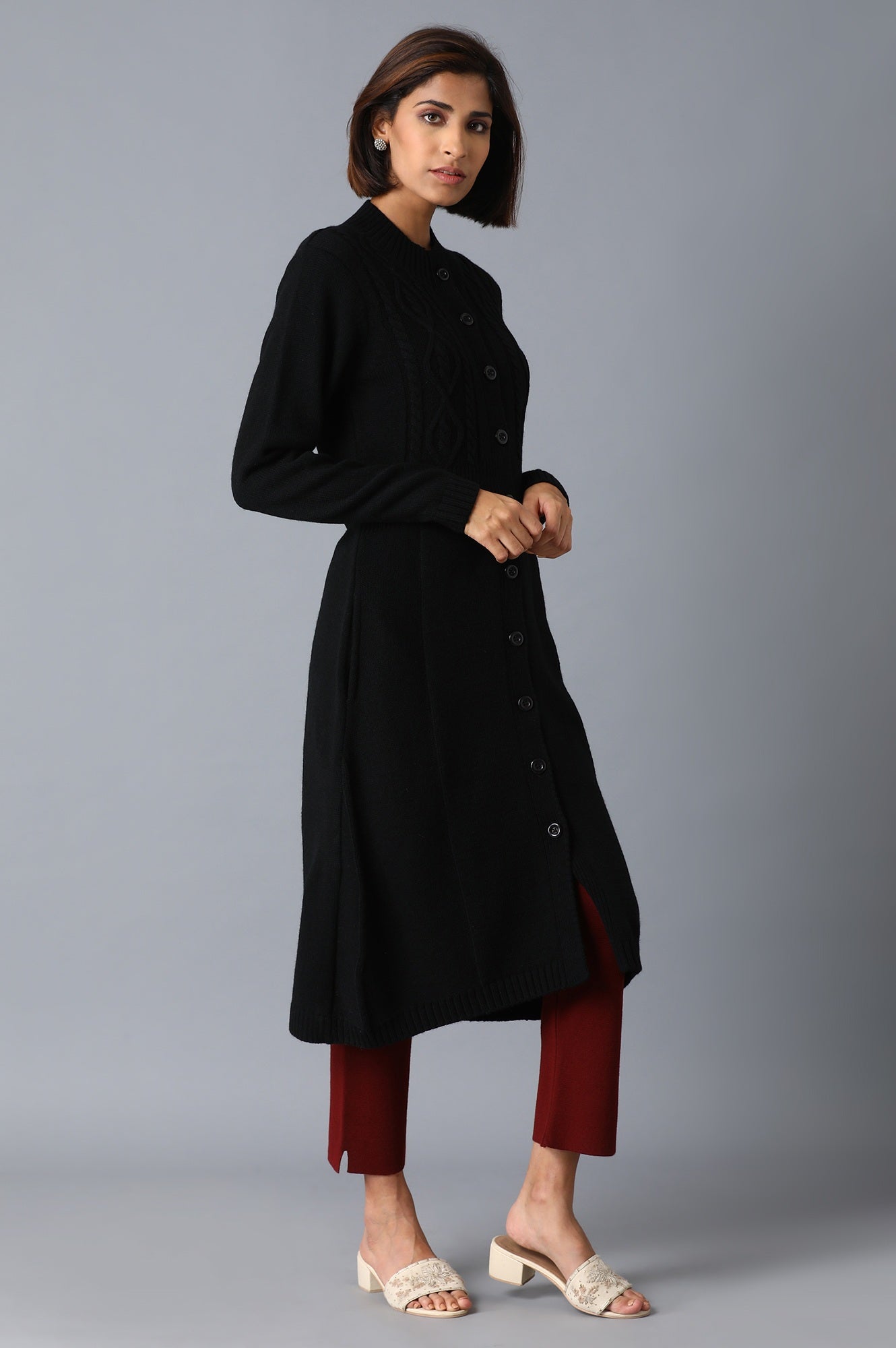 Jet Black Knitted Jacket