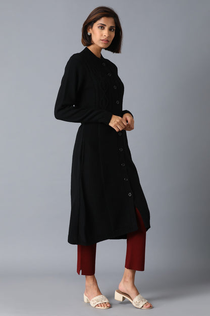 Jet Black Knitted Jacket