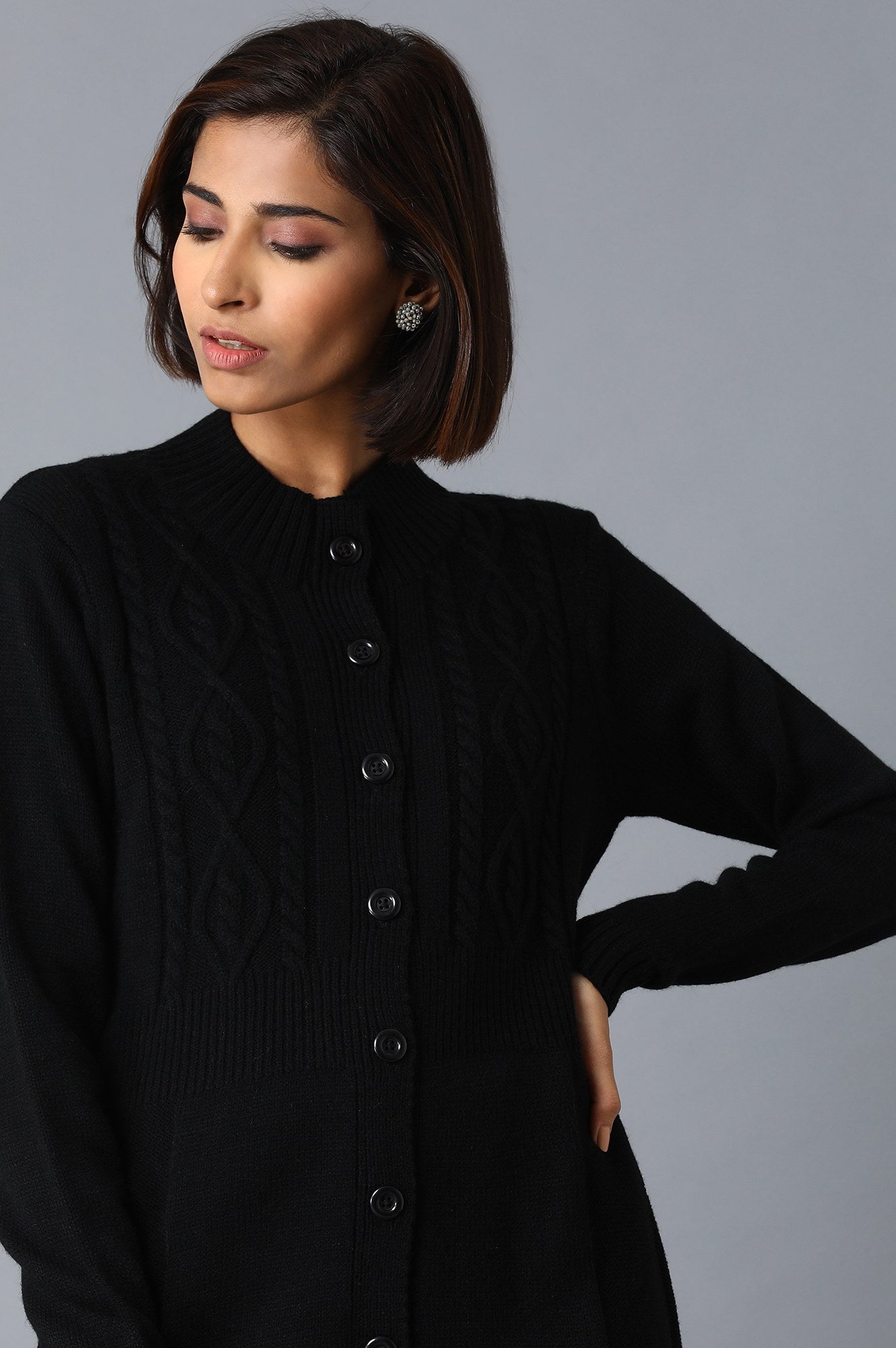 Jet Black Knitted Jacket