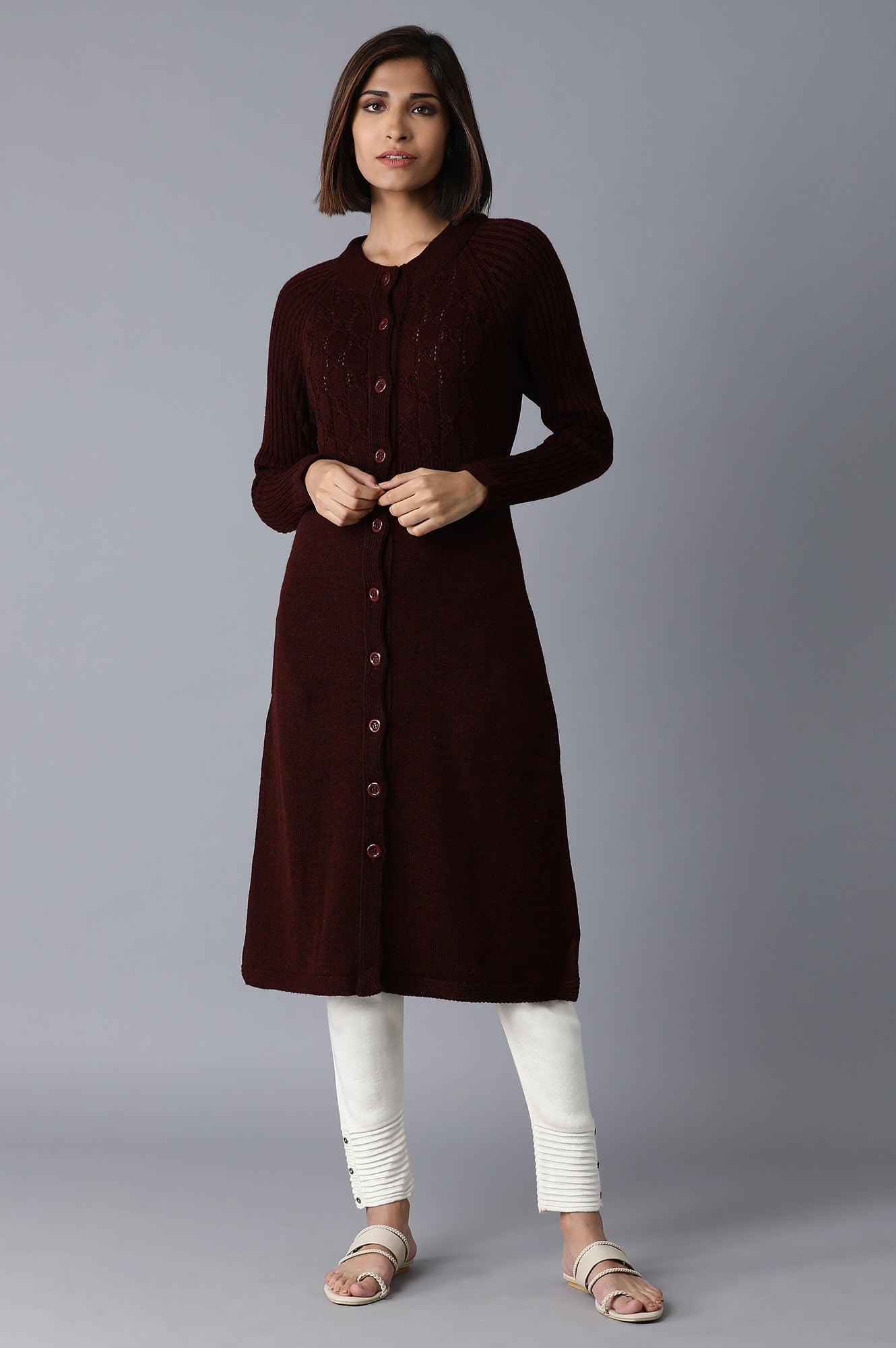 Dark Red Reglan Sleeves Jacket