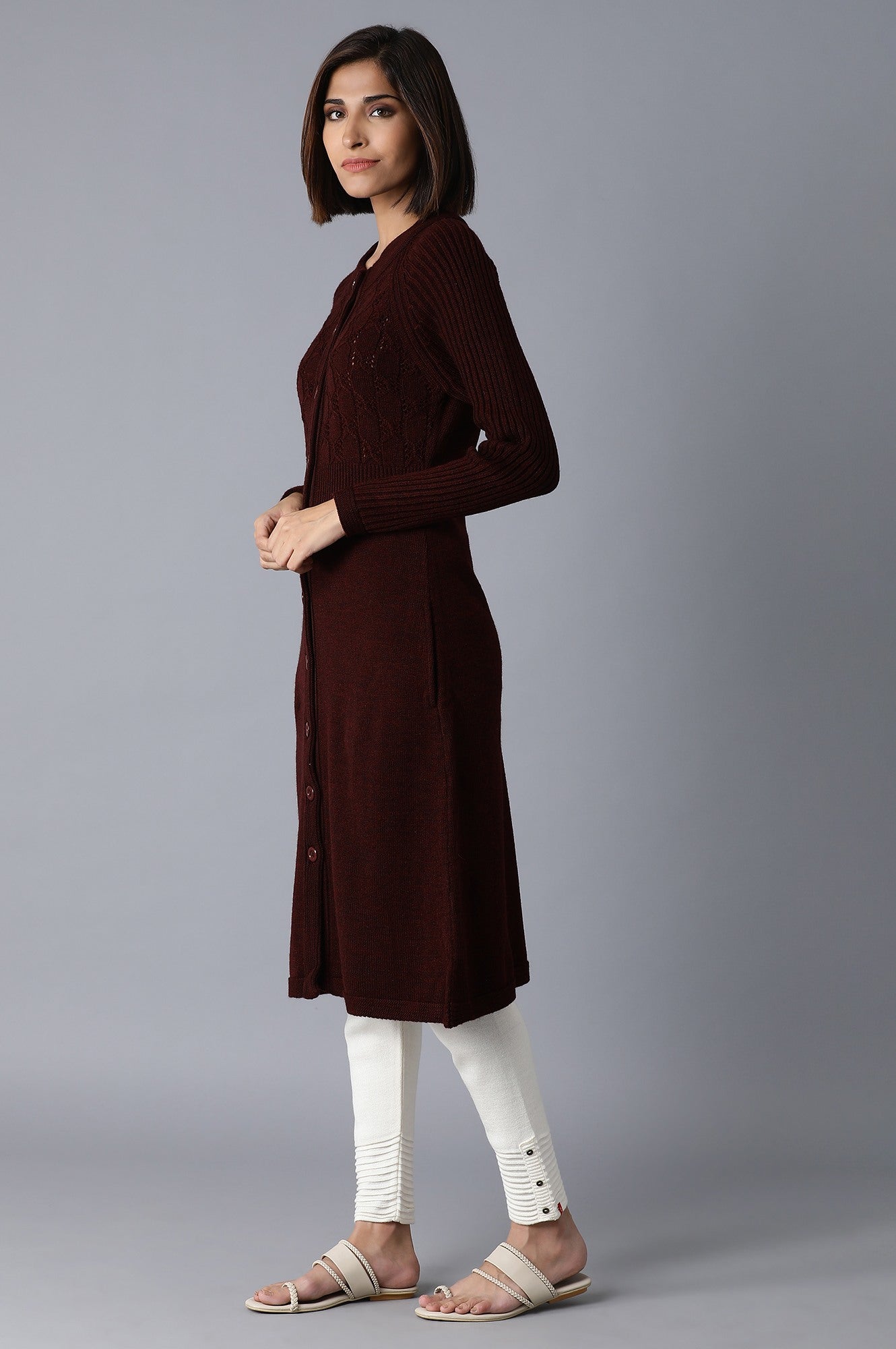 Dark Red Reglan Sleeves Jacket