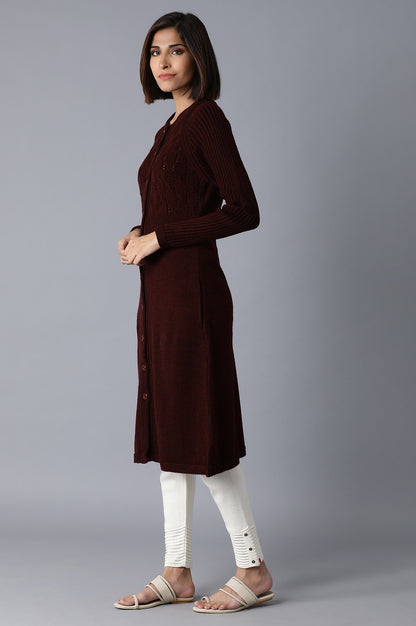 Dark Red Reglan Sleeves Jacket