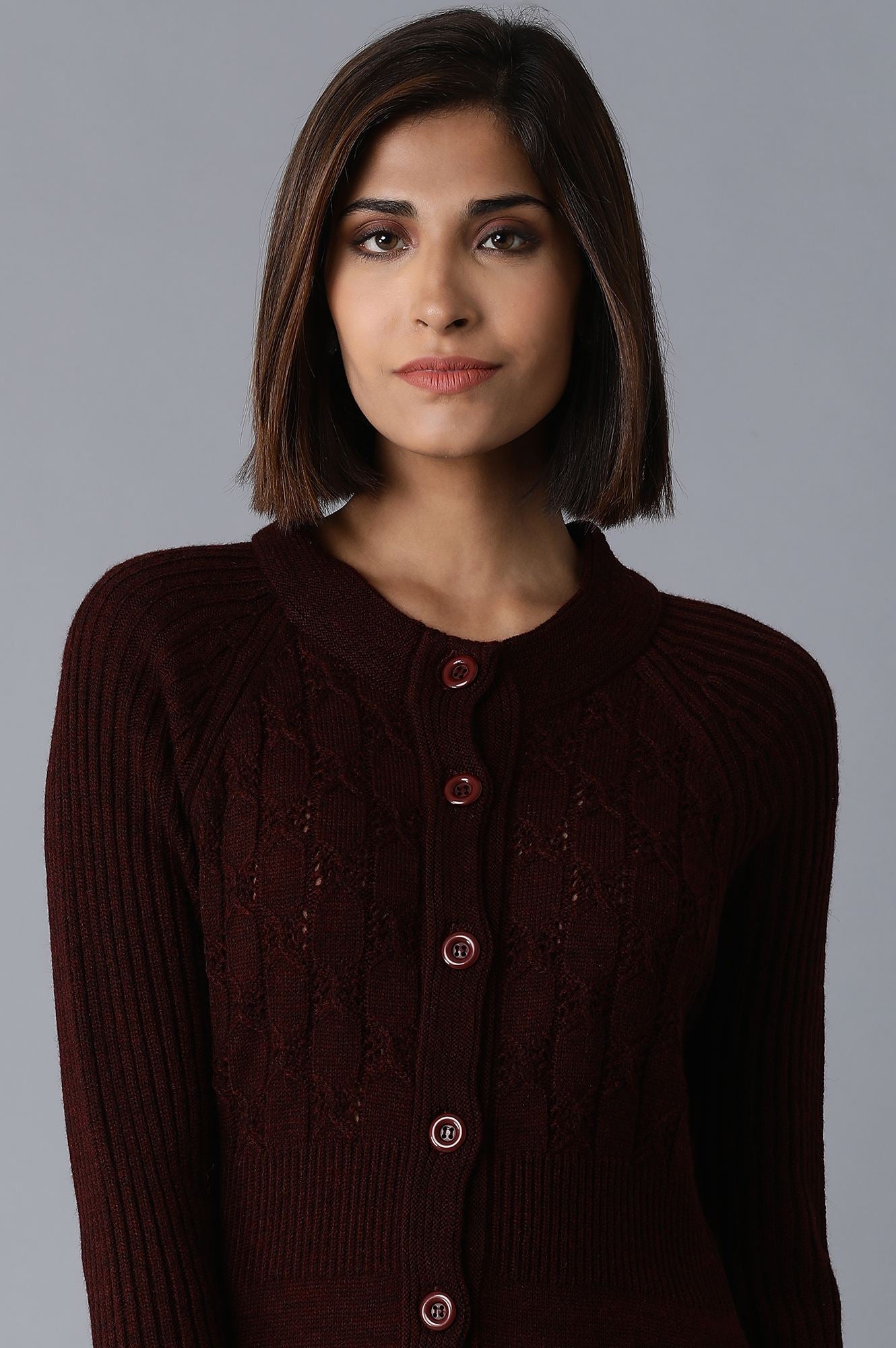 Dark Red Reglan Sleeves Jacket