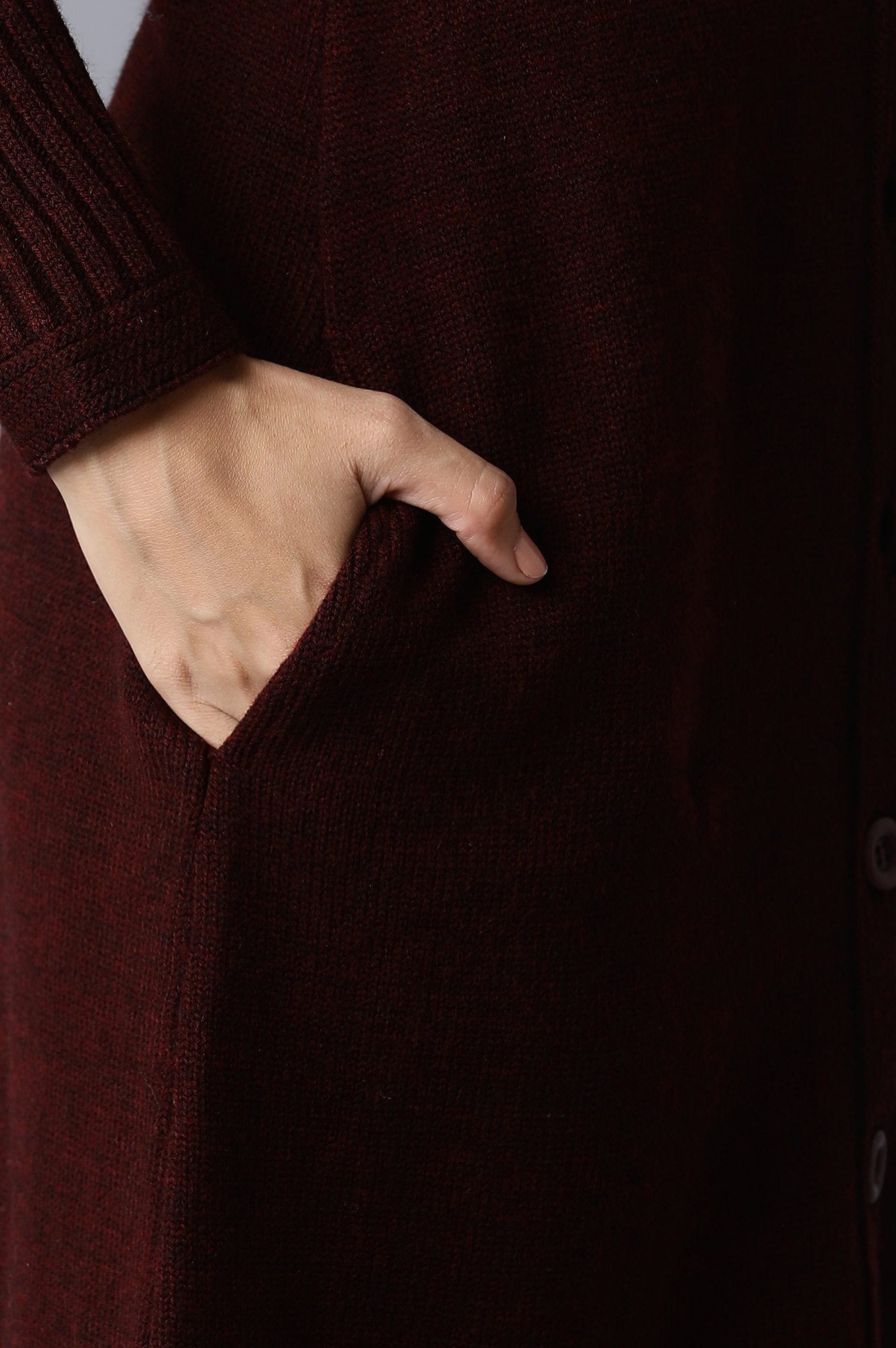 Dark Red Reglan Sleeves Jacket