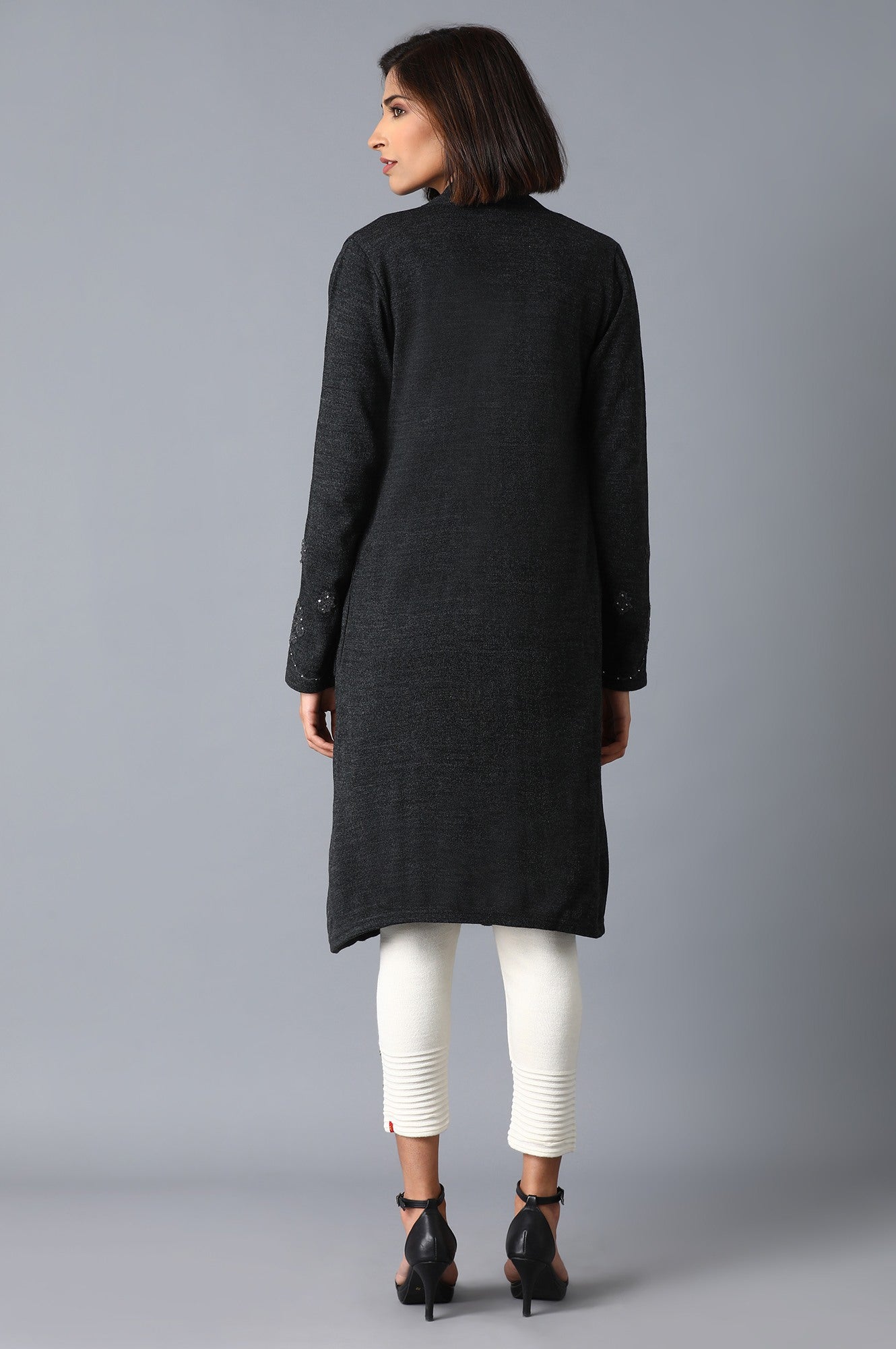 Dark Grey Long Cardigan - wforwoman