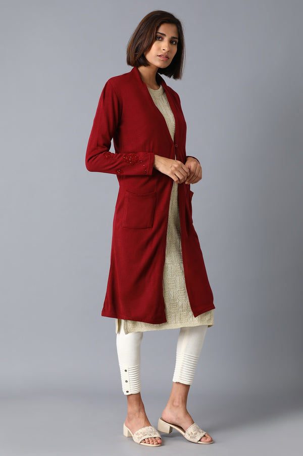 Garnet Red Long Cardigan