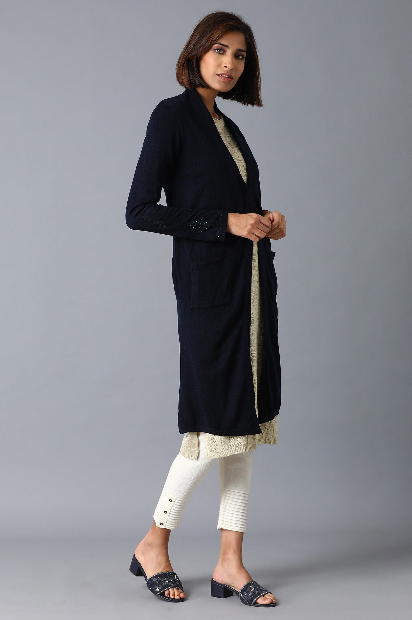 Dark Blue Long Cardigan