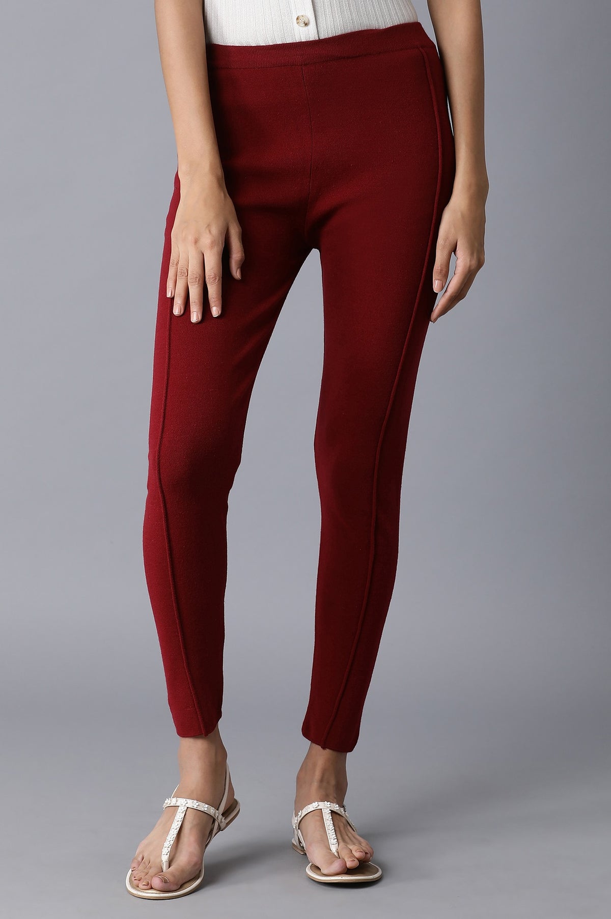 Garnet Red Pintuck Basic Leggings - S