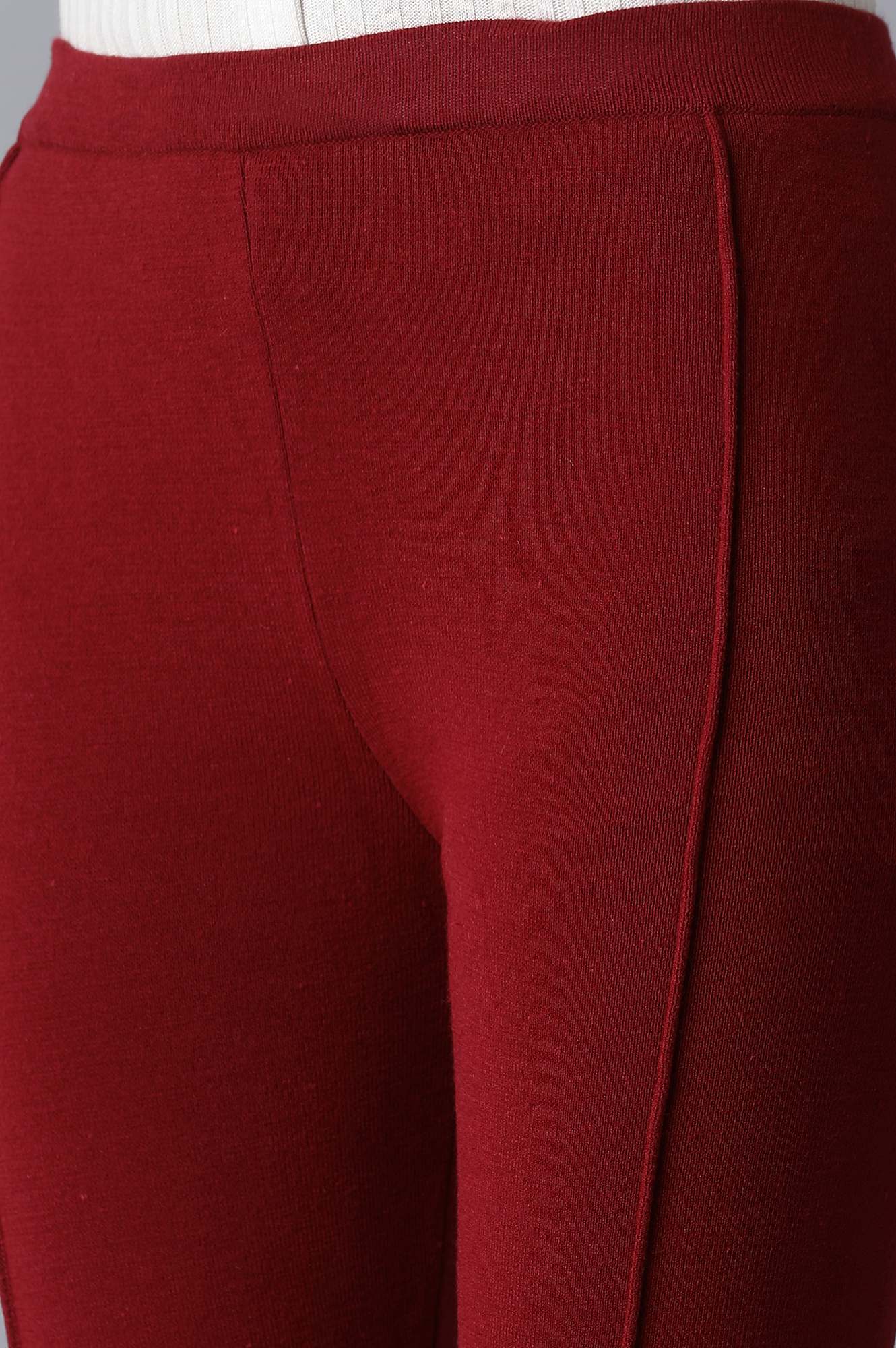 Garnet Red Pintuck Basic Leggings