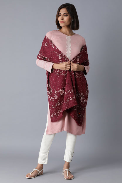 Maroon Floral Printed Shawl