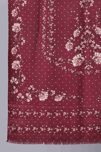 Maroon Floral Printed Shawl