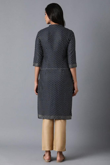 Black Printed kurta - wforwoman