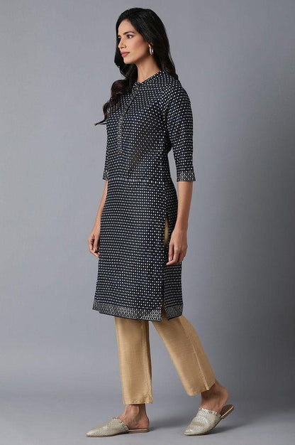 Black Printed kurta - wforwoman