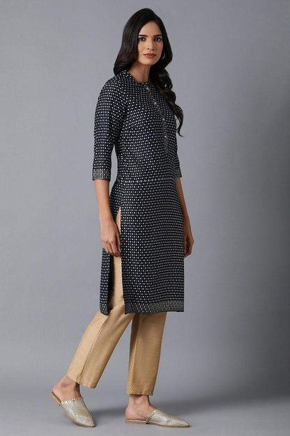 Black Printed kurta - wforwoman