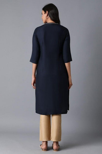 Navy Tribal Print kurta - wforwoman