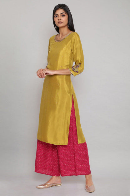 Olive Green Solid Straight kurta - wforwoman