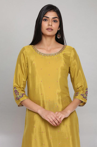 Olive Green Solid Straight kurta - wforwoman