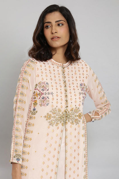 Pink Mock Layered Festive kurta - wforwoman